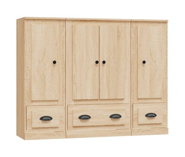 Aparador alto - mueble de almacenamiento 3 piezas madera contrachapada roble sonoma es310