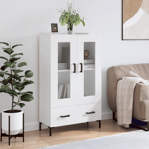 Armário alto - Bufete - Móvel de apoio 69,5x31x115 cm derivados de madeira branco pt1223