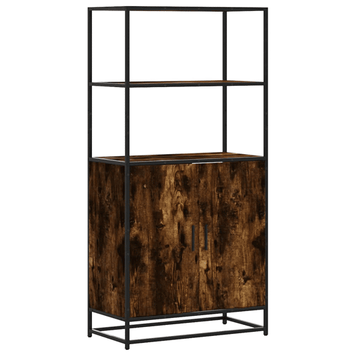 Armário alto - Bufete - Móvel de apoio 68x35x139 cm madeira e metal carvalho fumado pt1430