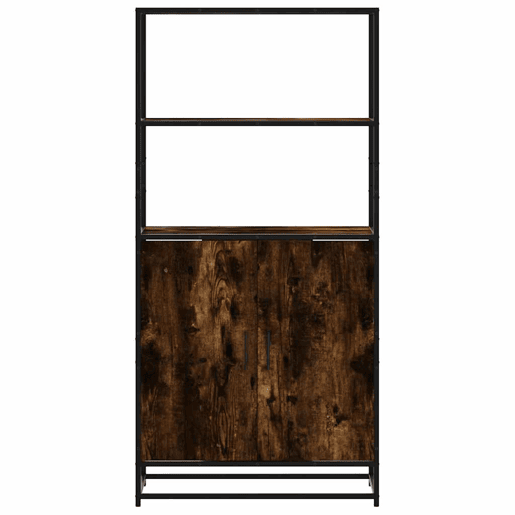 Armário alto - Bufete - Móvel de apoio 68x35x139 cm madeira e metal carvalho fumado pt1430