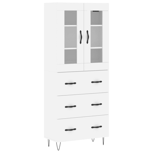 Armário alto - Bufete - Móvel de apoio 69,5x34x180 cm derivados de madeira branco pt693
