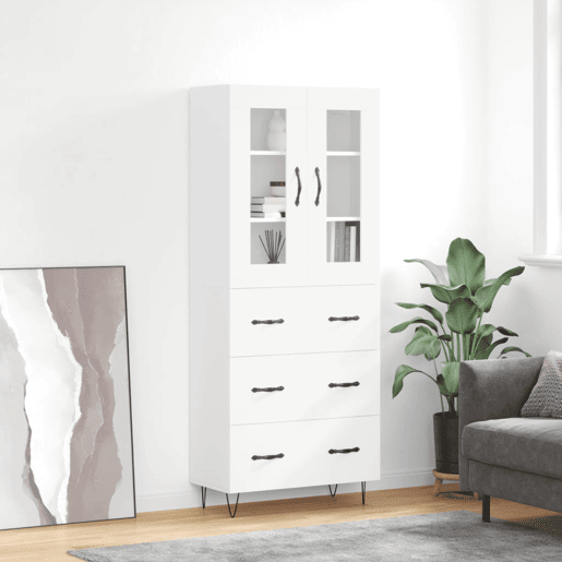 Armário alto - Bufete - Móvel de apoio 69,5x34x180 cm derivados de madeira branco pt693