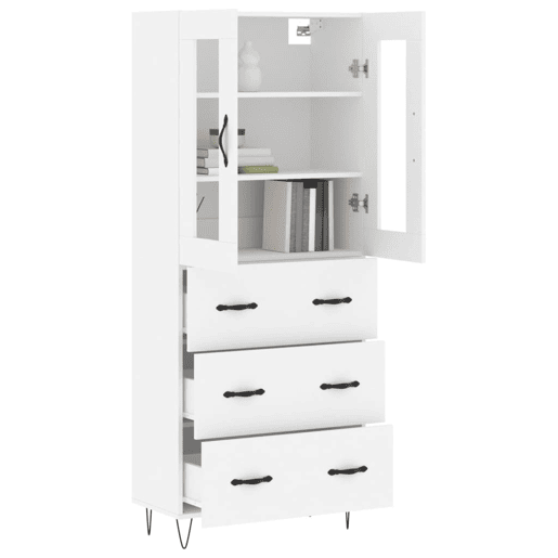 Armário alto - Bufete - Móvel de apoio 69,5x34x180 cm derivados de madeira branco pt693