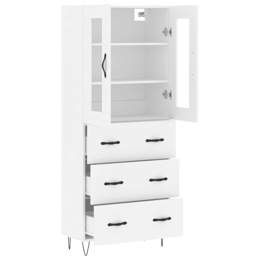 Armário alto - Bufete - Móvel de apoio 69,5x34x180 cm derivados de madeira branco pt693