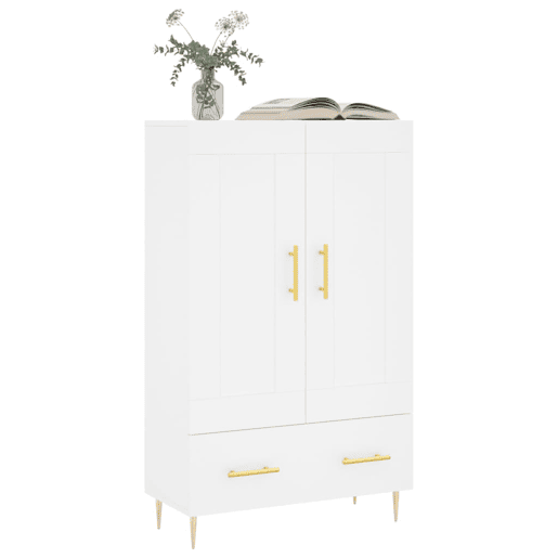Armário alto - Bufete - Móvel de apoio 69,5x31x115 cm derivados de madeira branco pt1228