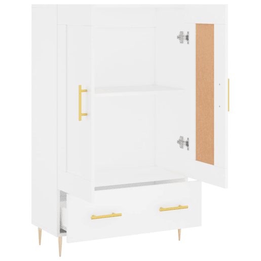 Armário alto - Bufete - Móvel de apoio 69,5x31x115 cm derivados de madeira branco pt1228