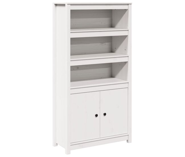 Aparador alto - mueble de almacenamiento madera maciza de pino blanco 80x35x154 cm es1502