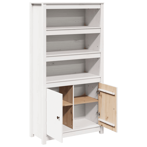 Armário alto - Bufete - Móvel de apoio 80x35x154 cm madeira de pinho maciça branco pt1502