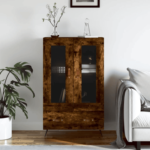 Armário alto - Bufete - Móvel de apoio derivados de madeira 69,5x31x115cm carvalho fumado pt1374