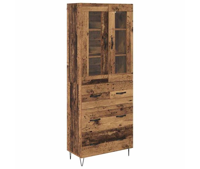 Aparador alto - mueble de almacenamiento con cajón madera envejecida 69,5 x 34 x 90 cm es402