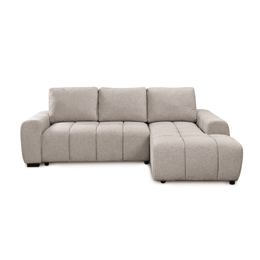 Sofá-cama Nuvola Chaise Longue com arrumação, 258 cm, bege, chaise à direita.