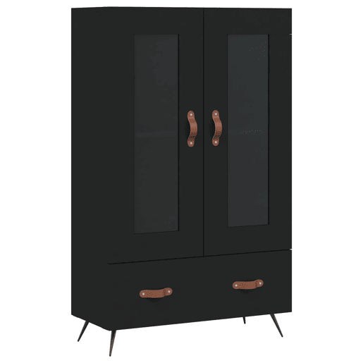 Armário alto - Bufete - Móvel de apoio 69,5x31x115 cm derivados de madeira preto pt1354