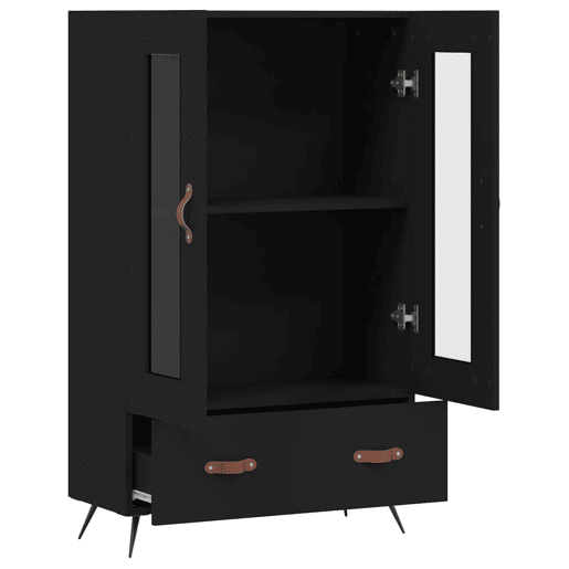 Armário alto - Bufete - Móvel de apoio 69,5x31x115 cm derivados de madeira preto pt1354