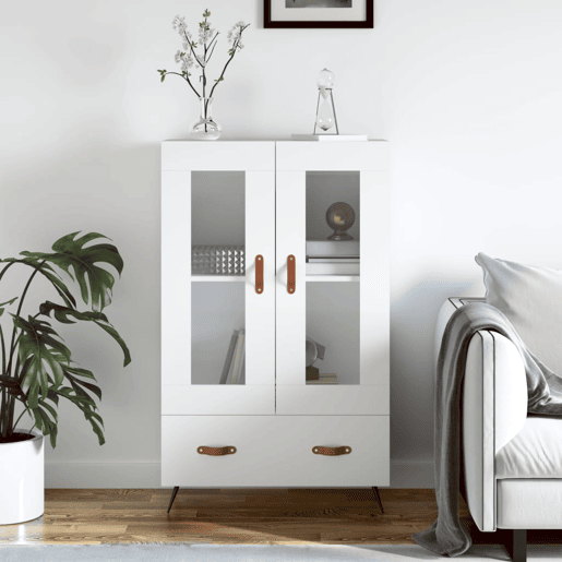 Armário alto - Bufete - Móvel de apoio 69,5x31x115 cm derivados de madeira branco pt1221