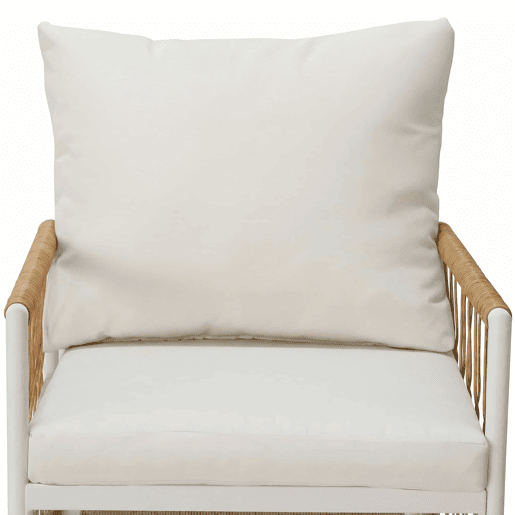 Conjunto de jardim exterior para várias pessoas - estrutura em ferro, braços trançados, almofadas incluídas - begecastanhonatural