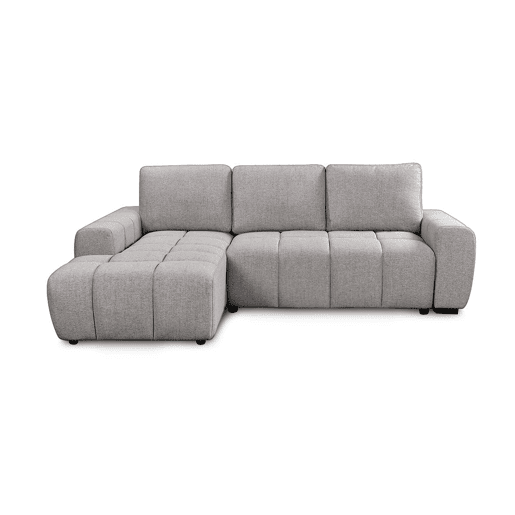 Sofá-cama Nuvola Chaise Longue de 258 cm com arrumação, cinza, chaise à esquerda.