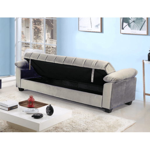 Sofá-Cama Yadhi com baú 210cm Cinza