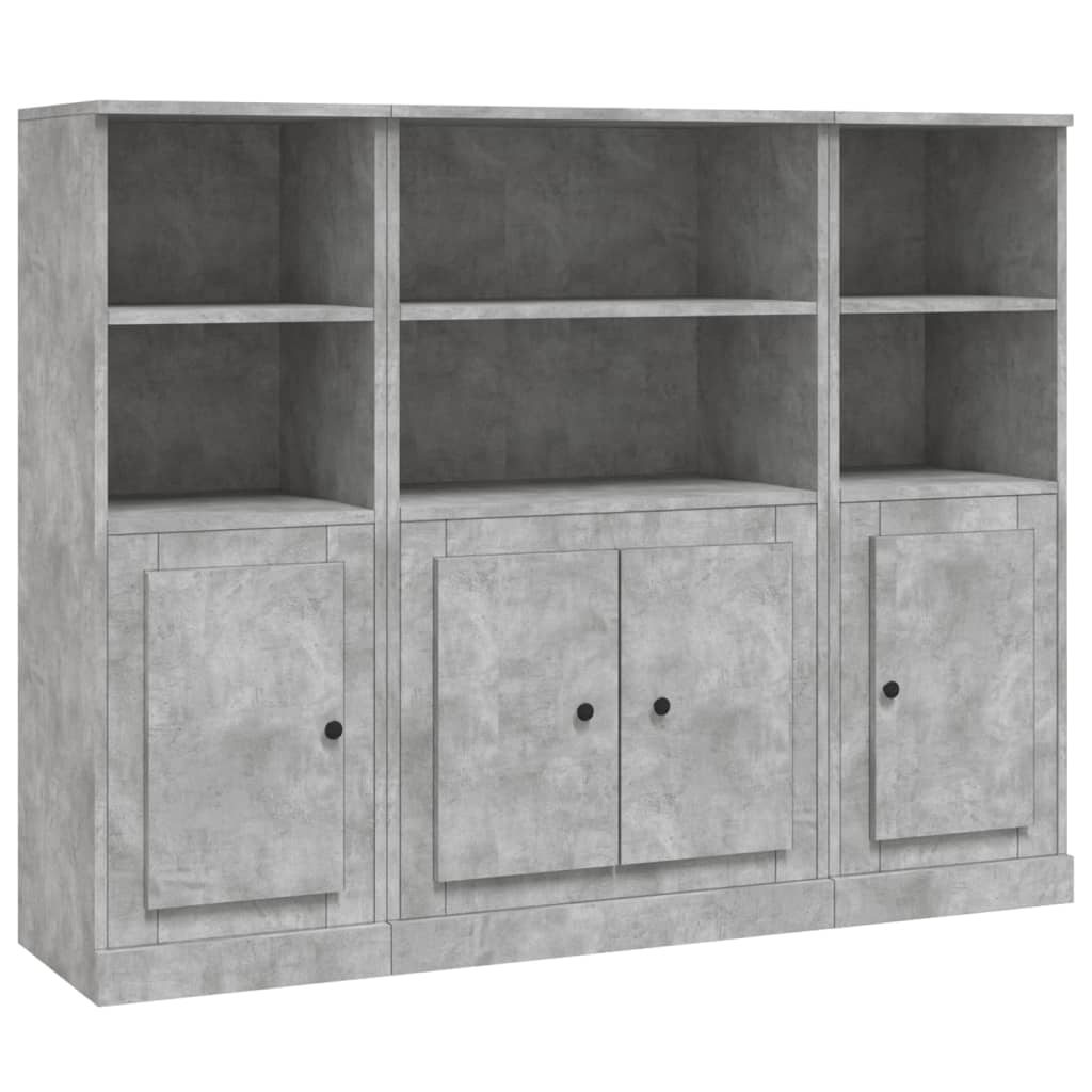Aparador alto - Mueble de almacenamiento 3 pcs 132 Gris