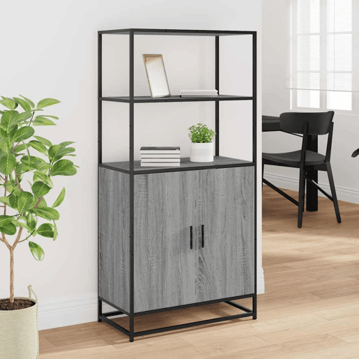 Armário alto - Bufete - Móvel de apoio 68x35x139 cm madeira e metal cinza sonoma pt1432