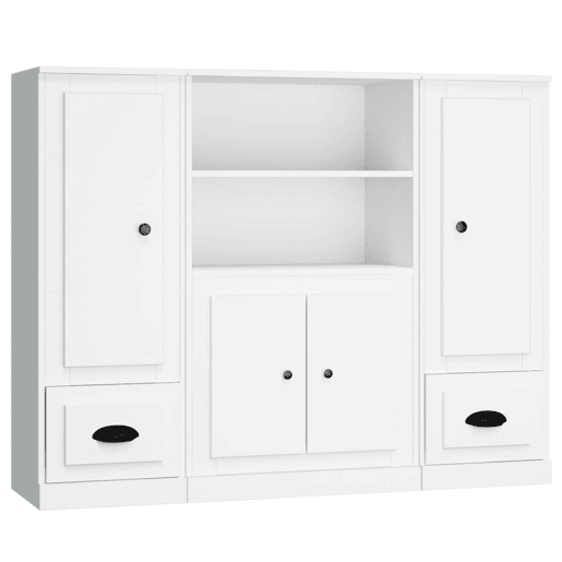 Aparadores - Bufetes - Móveis de apoio altos 3 pcs derivados de madeira branco pt5330