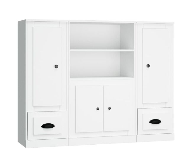 Aparador - muebles de almacenamiento altos 3 piezas madera contrachapada blanco es5330