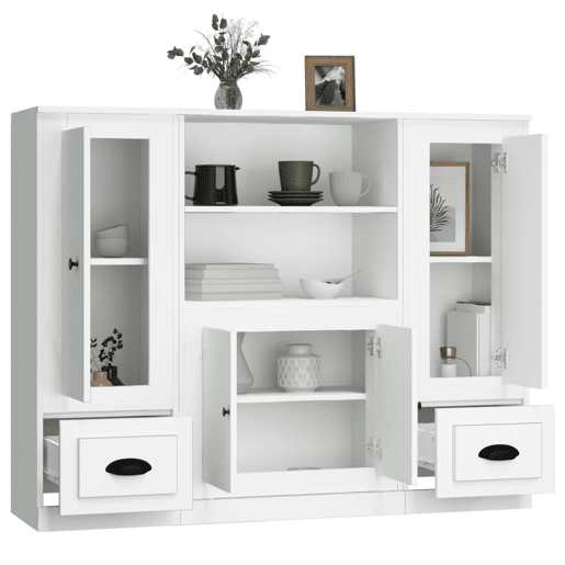 Aparadores - Bufetes - Móveis de apoio altos 3 pcs derivados de madeira branco pt5330