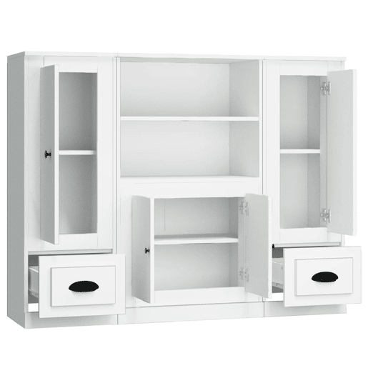 Aparadores - Bufetes - Móveis de apoio altos 3 pcs derivados de madeira branco pt5330