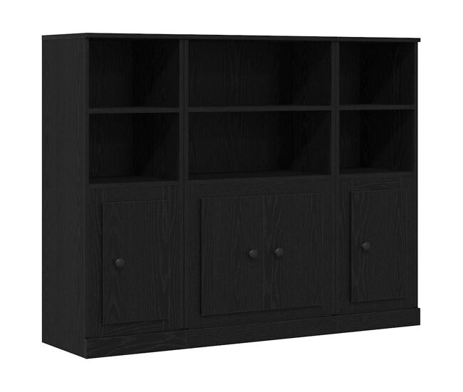 Aparador alto - mueble de almacenamiento roble negro 132 x 35,5 x 103,5 cm es1576