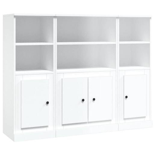 Aparadores - Bufetes - Móveis de apoio altos 3 pcs derivados de madeira branco pt5329