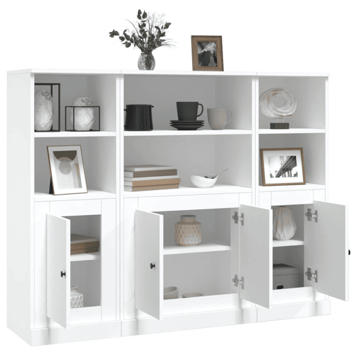 Aparadores - Bufetes - Móveis de apoio altos 3 pcs derivados de madeira branco pt5329