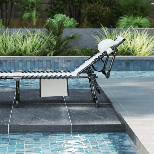 Outsunny Conjunto de 2 Espreguiçadeiras Jardim Espreguiçadeiras Dobráveis com Apoio de Cabeça e Bolso Lateral Encosto Reclinável em 5 Posições e Assento em Malha Transpirável para Praia Piscina Creme