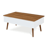 Mesa de centro Flesen com espaço de arrumação 92x52x41cm Branco  Nogueira en.casa