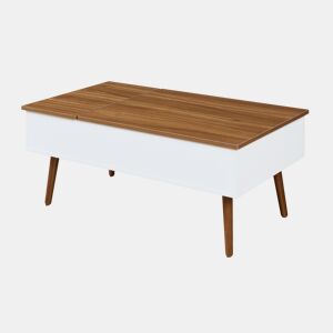Mesa de centro Flesen com espaço de arrumação 92x52x41cm Branco  Nogueira en.casa