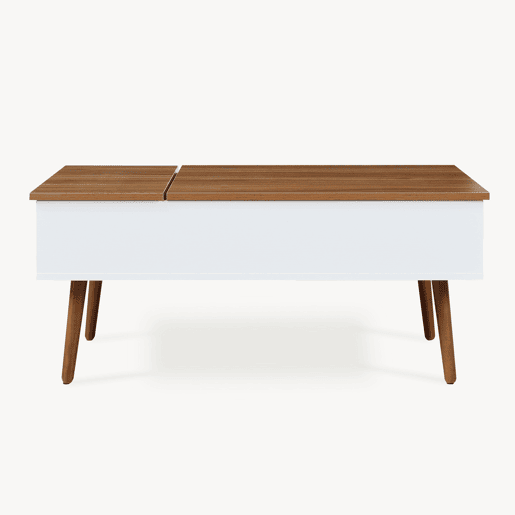 Mesa de centro Flesen com espaço de arrumação 92x52x41cm Branco  Nogueira en.casa