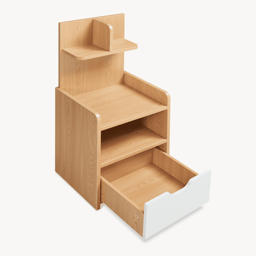 Mesa de cabeceira Bordkak com prateleira gaveta 75x35x30 cm aspeto carvalhobranco en.casa