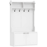HOMCOM Móvel Cabide de Entrada Sapateira com 2 Portas Prateleiras Abertas 6 Ganchos para Corredor Quarto Sala de Estar Estilo Moderno 100x38x172 cm Branco