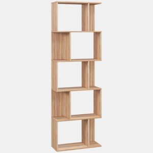 HOMCOM Estante de 5 Níveis, Estante para Livros em Forma de S com 10 Prateleiras, para Sala de Estar, Quarto, Escritório, 60x24x184,5 cm, Natural