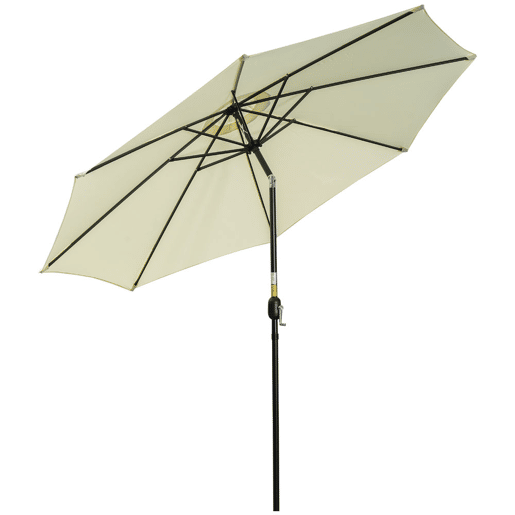 Outsunny Guarda-sol de Jardim Ø300x250 cm com Manivela, Chapéu de Sol Exterior com Mecanismo de Inclinação e Poste Desmontável de Metal para Terraço, Piscina e Pátio Bege