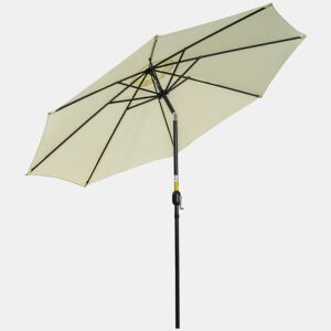 Outsunny Guarda-sol de Jardim Ø300x250 cm com Manivela, Chapéu de Sol Exterior com Mecanismo de Inclinação e Poste Desmontável de Metal para Terraço, Piscina e Pátio Bege