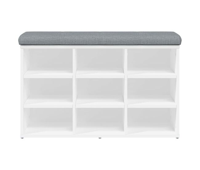 Banco zapatero doll 9 estantes con asiento acolchado blanco 50x82x32 cm