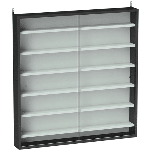 HOMCOM Vitrina Expositora para Coleções de 7 Níveis, Vitrina de Parede com Prateleiras Ajustáveis e 2 Portas Deslizantes de Vidro, para Perfumes, Figuras Decorativas, 80x9,5x83 cm, Preto