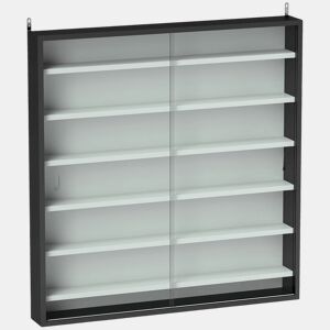 HOMCOM Vitrina Expositora para Coleções de 7 Níveis, Vitrina de Parede com Prateleiras Ajustáveis e 2 Portas Deslizantes de Vidro, para Perfumes, Figuras Decorativas, 80x9,5x83 cm, Preto