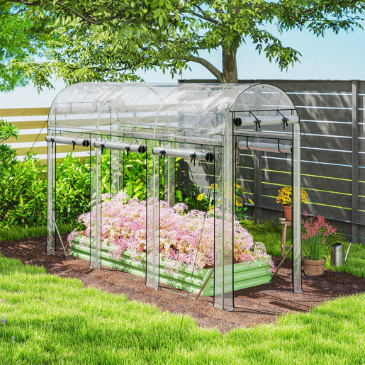 Outsunny Estufa de Exterior 3x1x2 m Estufa Tipo Túnel com 8 Portas Enroláveis Cobertura de Plástico e Estrutura de Aço Galvanizado Anti-UV Impermeável para Cultivo Transparente Outsunny Estufa de Exterior 3x1x2 m Estufa Tipo Túnel com 8 Portas Enroláveis Cobertura de Plástico e Estrutura de Aço Galvanizado Anti-UV Impermeável para Cultivo Transparente