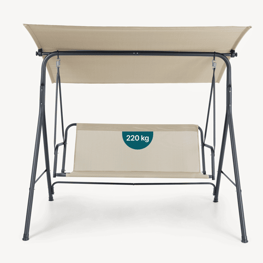 Baloiço Satten 3 lugares aço173x119x153 cm cinzentobege en.casa