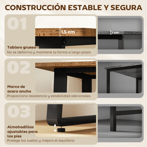 HOMCOM Secretária Estilo Industrial 120x60x76 cm Mesa de Computador com Estrutura de Aço Fácil de Montar para Casa Oficina Quarto Estudo Castanho Rústico