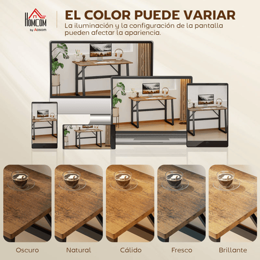 HOMCOM Secretária Estilo Industrial 120x60x76 cm Mesa de Computador com Estrutura de Aço Fácil de Montar para Casa Oficina Quarto Estudo Castanho Rústico