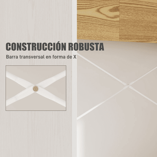 HOMCOM Secretária 110x50x102,6 cm Mesa de Escritório Mesa de Computador com 2 Compartimentos Abertos e Prateleira Fácil de Montar para Casa Escritório Quarto Estúdio Branco e Madeira