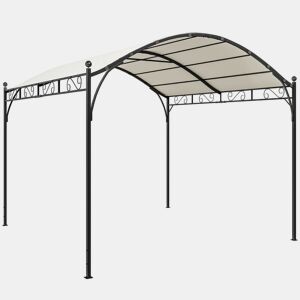 Outsunny Pérgola de Jardim 3x3 m Cenador de Jardim com Telhado Arqueado Toldo UV30+ e Estrutura de Metal Galvanizado Pérgola para Exterior Pátio Terraço Creme