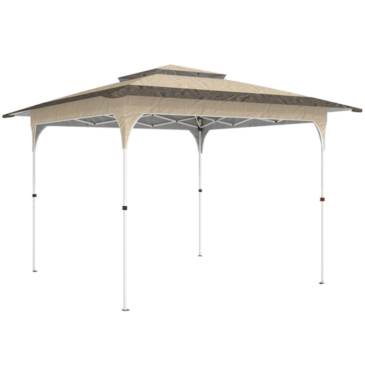 Outsunny Tenda Dobrável 3,5x3,5 m, Pop-up Tenda para Jardim com Teto Duplo Fecho Central UPF50+ Altura Ajustável em 3 Níveis e Bolsa de Transporte Exterior Caqui