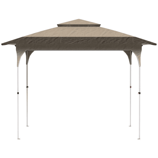 Outsunny Tenda Dobrável 3,5x3,5 m, Pop-up Tenda para Jardim com Teto Duplo Fecho Central UPF50+ Altura Ajustável em 3 Níveis e Bolsa de Transporte Exterior Caqui